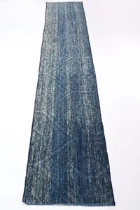 10 ft Hallway Gabbeh Blue Runner Rug Afghan Hand Knotted Wool Bedroom Rug - Picture 1 of 5