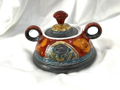 Azúcarero de cerámica colorido hecho a mano con tapa juego de té regalo para el hogar regalo guardián de azúcar regalo Foto 1 de 4