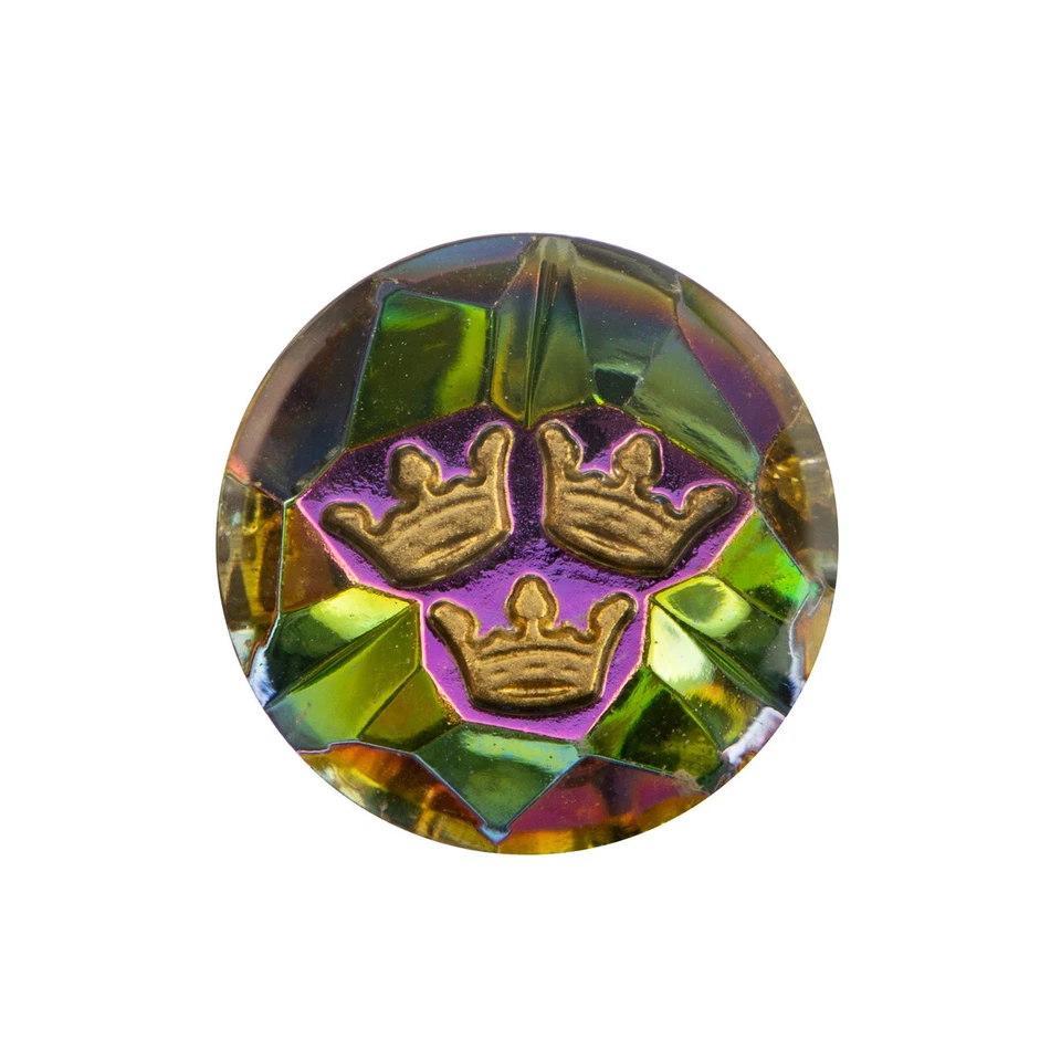 18mm Vitrail Crown Intaglio Glass Round Stone (1) - Image 1 of 3