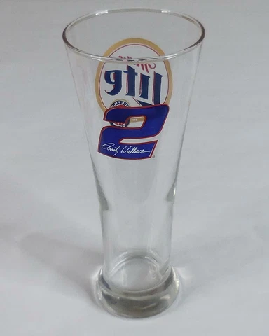 Miller Lite Rusty Wallace #2 Pilsner Beer Glass, NASCAR, 8.5" Tall Cover