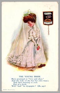 Die junge Braut Hochzeit Humor Vers Comic 1906 UDB Postkarte - Bild 1 von 2