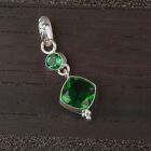 Natural Green Emerald Gemstone Pendant Green 925 Sterling Silver Indian Jewelry