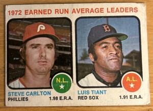 1973 Topps “1972 Earned Run Average Leaders” Steve Carlton Luis Tiant #65 Poor