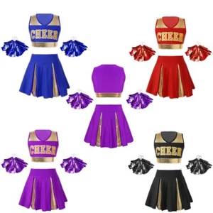 Kinder Mädchen Cheerleading Tanz Top Kleid Bommel Halloween Party Outfit Kostüm - Bild 1 von 21