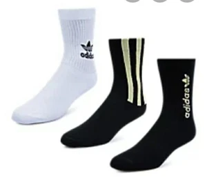 NEW WITH TAGS ADIDAS ORIGINALS MID CREW SOCKS TRAINER SHOE SNEAKER MEN 3 PACK - Picture 1 of 6
