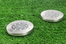 4 DISK LIGHTS PANNELLO SOLARE DA GIARDINO LED SENSORE CREPUSCOLARE FARETTO 8 LED
