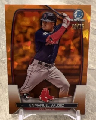 2023 Bowman Chrome Sapphire Enmanuel Valdez Orange Refractor /75 #9 RC SP - Image 1 of 2
