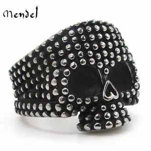 MENDEL Gothic Mens Black Biker Punk Skull Ring For Men Size 7 8 9 10 11 12 13 15 - Picture 1 of 6