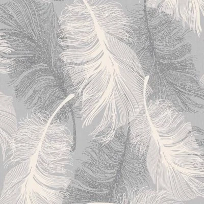 Glitter Effect Feather Wallpaper Embossed White Silver Dappled Grey Luxury — 第 1/2 张图片