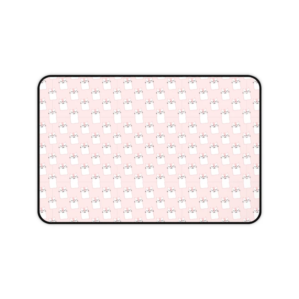 Adorable Pink Cute Cat Smiling Pattern Desk Mat - Image 1 of 1
