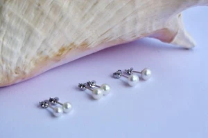 AAA 4,8mm - 8mm Variante Perla Agua Dulce Joyería Pendientes Pendientes Pendientes Plata 925 - Imagen 1 de 2