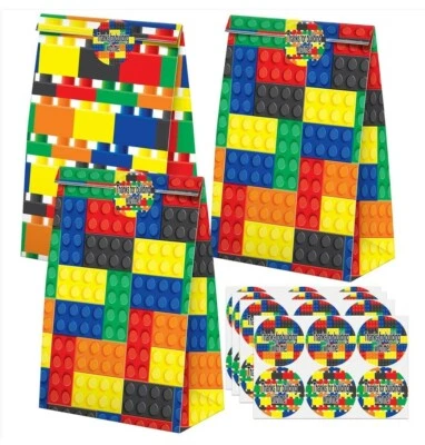 24 PCS Building Blocks Theme ~ Party Favor Loot Bags ~ Birthday Parties - Image 1 of 3