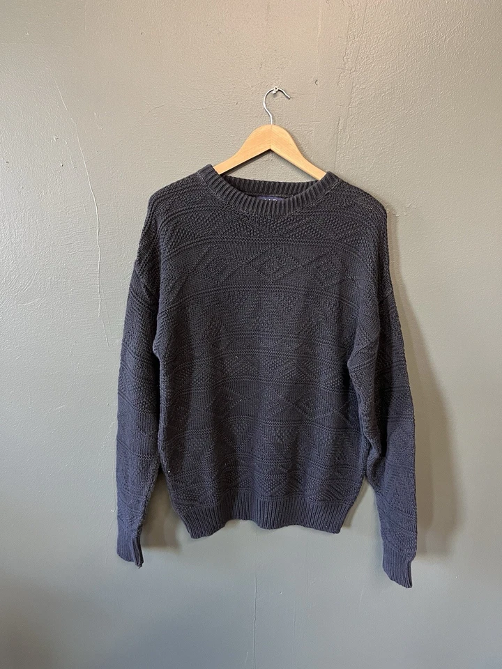 复古 Old Glory 男式黑色针织长袖套衫运动衫 S 码 — 第 1/3 张图片