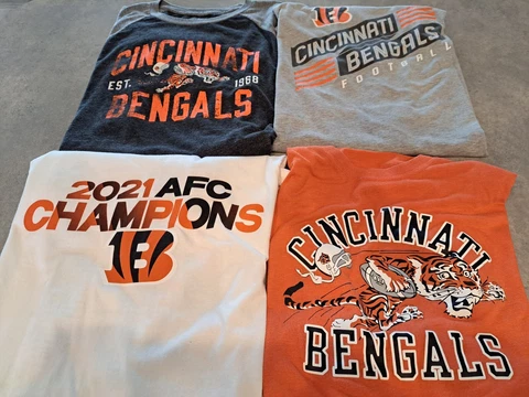 Cincinnati Bengals Mens Shirt LOT! XL Nike, Majestic AFC Champs Burrow Chase NFL Cover