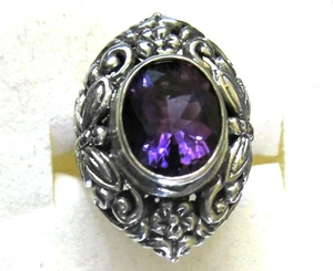 Amethyst Artisan Dragonfly Ring / size 8 / 925 Sterling Silver / 4.6cts 8.1g - Picture 1 of 6