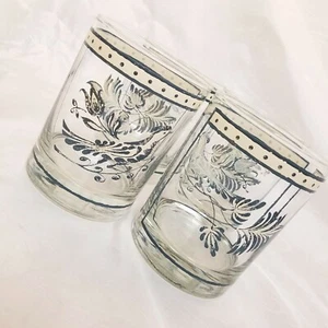 Gafas de bar vintage Georges Briard bola baja rocas faisán azul blanco blanco y azul whisky - Imagen 1 de 7