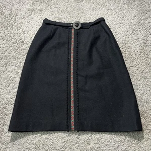 True Vintage Womens Austria Wool Skirt Black Rose Floral 42 (27” Waist) 70s - Picture 1 of 9