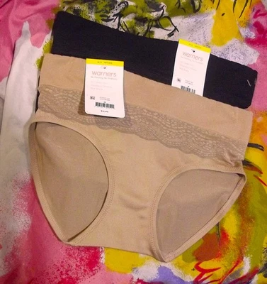 2 NEW WARNERS RU3231P 024/212 MF NO PINCHING SEAMLESS HIPSTER PANTIES M/6 - Image 1 of 2