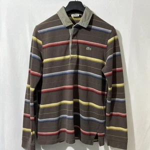 Lacoste Polo Shirt Mens Size Medium Long Sleeve striped regular Fit vintage - Picture 1 of 7