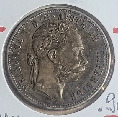 1879 AUSTRIA 1 FLORIN WORLD SILVER COIN .90 - FRANZ JOSEPH (025) - Image 1 of 2