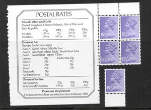 U238a. Stanley Gibbons Ex-Booklet 1982. 15 1/2p violett. Leuchtstoff weggelassen. postfrisch. - Bild 1 von 1