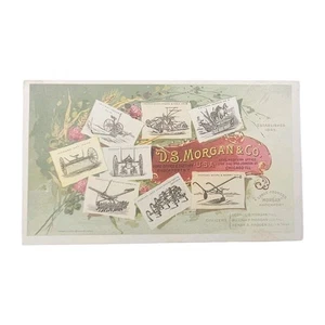 ANTIQUE TRADE CARD D.S. MORGAN FARM MACHINES MOWERS BINDERS RAKES HARROWS REAPER - Picture 1 of 7