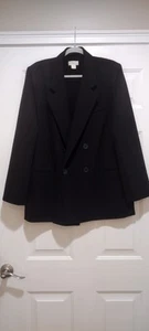 Maeve by Anthropologie schwarzer zweireihiger gefütterter Oversize-Blazer Größe 14 - Bild 1 von 8