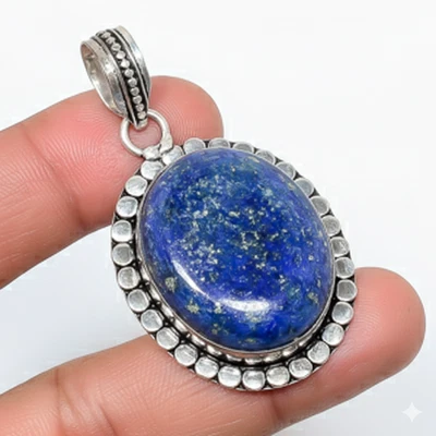 Gift For Her 925 Sterling Silver Lapis Lazuli Gemstone Jewelry Pendant - Image 1 of 4