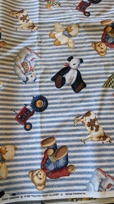Daisy Kingdom #1399 Tractor Teddy Allover 2 yards 44" wide Ticking Stripe - Image 1 of 4