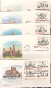 1980 FDC Set of 5 - Scott# 1838-41 - Architecture - Fleetwood  Cachet - Picture 1 of 1
