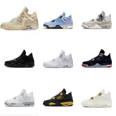 NEW  Air Jor-Retro 4 Mid Military Black White Size UK 3-10 HIGH QUALITY GIFT UK - Image 1 of 4