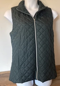 Banana Republic L Vest Dark Green Quilted Women’s Full Zip Longer - Picture 1 of 8