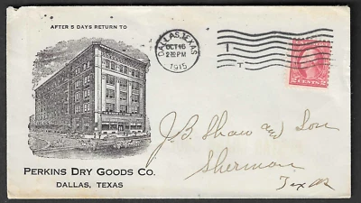 Dallas Texas, 1915 building ad cover for Perkins Dry Goods Co. - Image 1 of 2