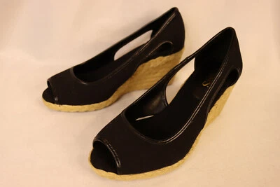 Chaps 13474 L15 Daye 7B Negro Puntera Abierta 3" Cuña Para Mujer Foto 1 de 4