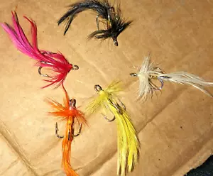LOT OF 75 Dickson HAND TIED DRESSED Fish Hooks Japan PINK BLACK WHITE DEALER BOX - Picture 1 of 11