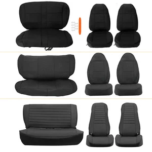 Front & Rear Full Set Seat Covers For Jeep Wrangler YJ TJ CJ7 CJ8 1976-2002 - Picture 1 of 48