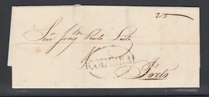 Portugal, 1843 Stampless SFL COIMBRA to PORTO, black oval COIMBRA postmark - Picture 1 of 4