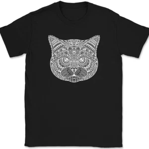 Cat Mandala T-Shirt Pattern Kitten Feline Animal Funny Humor Gift Tee - Picture 1 of 10
