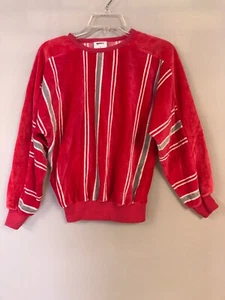 Vintage 80s Sport I Soft Velour Striped Pullover Top Sweatshirt Size Small USA - Picture 1 of 8