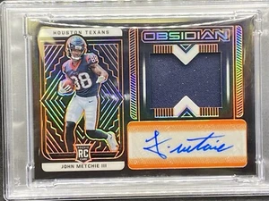 JOHN METCHIE III 2022 PANINI OBSIDIAN ROOKIE RC JERSEY AUTÓGRAFO 73/99 PSA 9 - Imagen 1 de 3