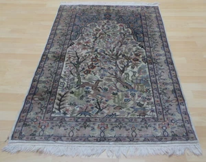SILK Carpet Rug Hand Made SUPERB Vintage Jaldar 5ft 3" x 3ft 2" - Picture 1 of 18