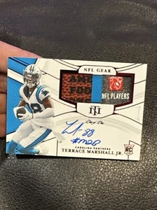 2021 National Treasures Terrace Marshall Jr NFL Gear Dual Patch Rookie Auto 1/1 - Picture 1 of 3