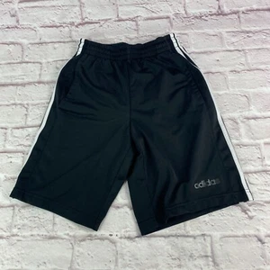 Adidas Boys Athletic Shorts Size Small Black Logo Pockets Pull On Elastic Waist - Picture 1 of 9