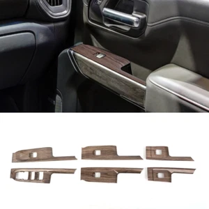 6x Wood Grain Door Window Lift Switch Button Panel Trim For Silverado/Sierra 19+ - Picture 1 of 13