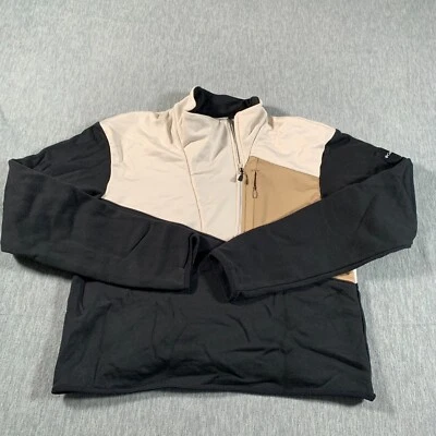 Suéter Columbia Mujer Pequeño Negro Marrón Bloques de Color Pullover Cuarto Cremallera Foto 1 de 4