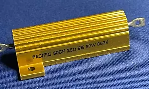 50 CH 25Ω 5% 50W PACIFIC 25 ohmios RESISTENCIA DE POTENCIA ALUMBRE NUEVO VINTAGE LOS ÚLTIMOS QTY-1 - Imagen 1 de 1