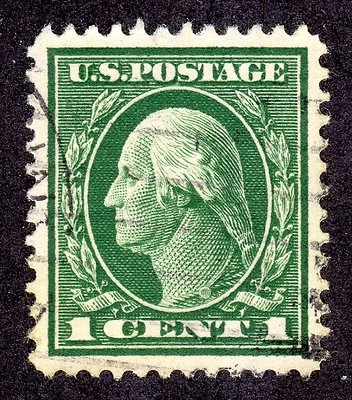 US # 405 (1912) 1c, Used, Grade: VF/XF- Washington - Image 1 of 2