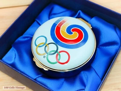 Olympic Games Seoul 1988 Boxed Crummles Enamel-7cm-Vintage Trinket/Pill Box 0gr - Image 1 of 4
