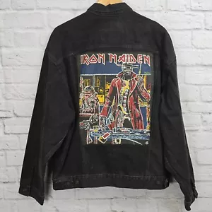 Vintage 90s Levi’s Type 3 Black Denim Trucker Jacket L Iron Maiden 86 Patch Rare - Picture 1 of 13
