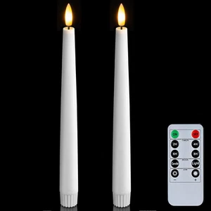 2 Pcs Waxy Flameless Taper Candles with Remote, Led Flameless Candlesticks Class - Picture 1 of 12